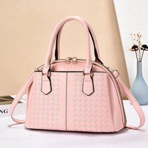 Pink quilted leather Boston bag with gold hardware and dual handles for daily fashion