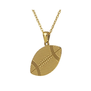 Polished golden American football pendant necklace with detailed texture and fine link chain
