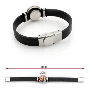 2026 World Cup leather bracelet with US Canada Mexico flags and silver buckle clasp