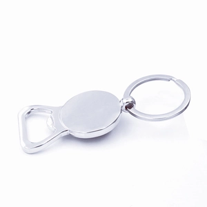 Silver lion head glass gem bottle opener keychain with durable metal ring pendant