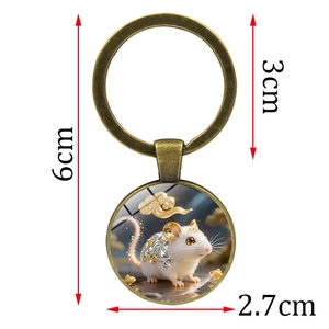 Portachiavi zodiaco in bronzo retrò con cabochon in vetro e dimensioni del prodotto