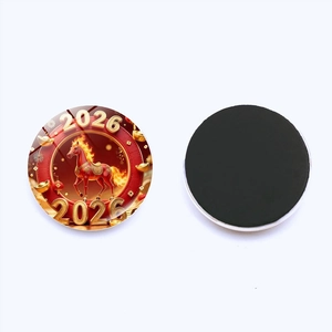 Detail of 2026 Year of the Horse crystal glass fridge magnet with magnetic back