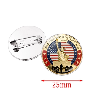 Spilla commemorativa 25mm 250° Anniversario USA con Statua della Libertà e chiusura in metallo