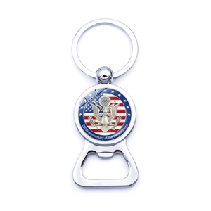 US 250th Anniversary silver metal keychain with eagle emblem and beer bottle opener