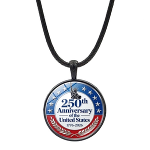 Detailed macro of USA 250th Anniversary pendant with Statue of Liberty and laurel leaves
