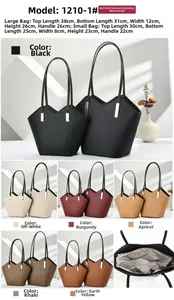 Detailed interior of tote bag showing zippered pockets and textured vegan leather