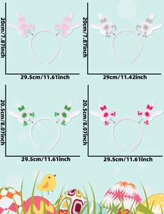 Detailed size specifications for Easter bunny spring headbands in four vibrant colors