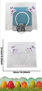Easter plush bunny headband with purple polka dots, size 26x23.5cm and 21.5g weight