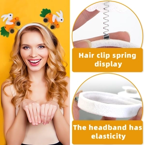 Easter headbands with cute plush rabbit on carrot designs and spring accents for party