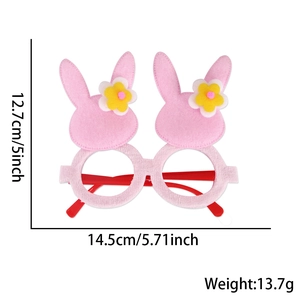 Pink felt bunny Easter party glasses with yellow flowers and red plastic temples