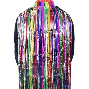 Colorful metallic foil fringe cape for adult and kids party carnival performances