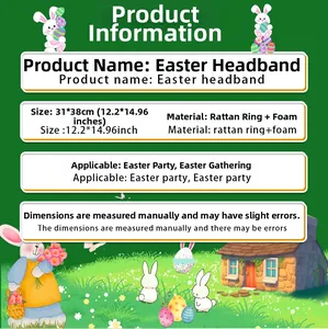 Detailed size specifications for the 31x38cm Easter rattan and foam wreath ornament