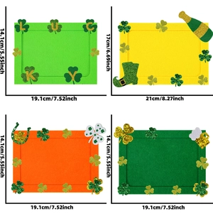 Set of four St. Patrick's Day DIY felt photo frames with shamrocks and horseshoe designs