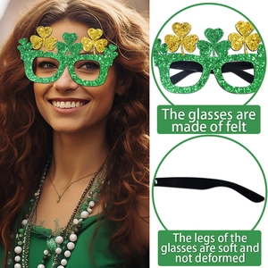 Glittery St. Patrick's Day shamrock glasses made of green felt for festive party decor