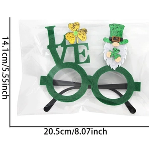 Occhiali trifoglio San Patrizio con scritta LOVE e gnomo, misura 14,1 cm x 20,5 cm