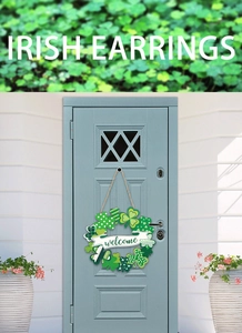 Panneau de bienvenue avec couronne de trèfles verts pour la Saint-Patrick