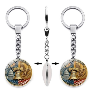 US 250th anniversary keychain with double-sided commemorative eagle and Liberty Bell design