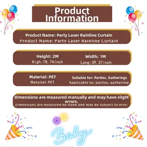 Specifications of laser foil fringe curtain for party decoration, 2m height and 1m width