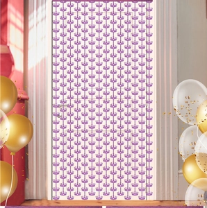 Detail of 2M purple crown laser foil fringe curtain backdrop for birthday party decoration