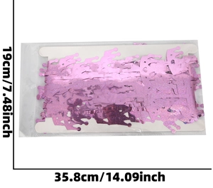 Pink laser crown party banner measurements 35.8cm width and 19cm height detail view