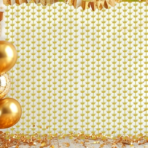 Laser Crown Party Fringe Curtain PET Metallic Tinsel Foil Backdrop For Birthday Wedding Celebration Decoration