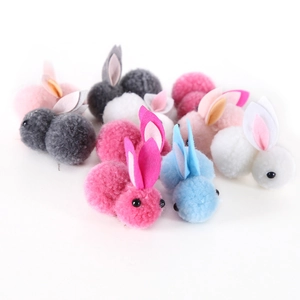 Lot de barrettes à cheveux mini lapin en peluche avec pompons colorés pour Pâques