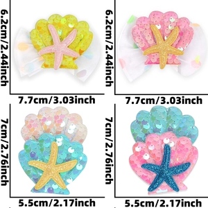 Dimensions détaillées des pinces à cheveux sirène à paillettes avec étoiles de mer