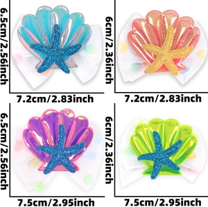 Lot de quatre pinces à cheveux coquillages à paillettes pour fête d'anniversaire océan