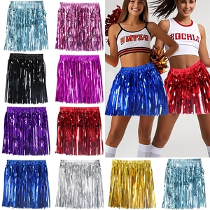 Metallic Tinsel Fringe Skirt For Women Cheerleading Costume Party Disco Performance Sparkling Hula Skirt Costume Accessory