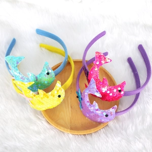 Kids dolphin headband set with colorful sequins for ocean themed birthday parties