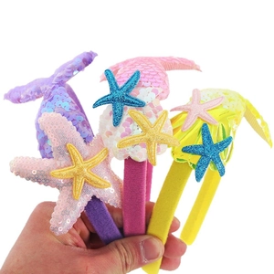 Serre-têtes sirène à paillettes avec étoile de mer et coquillage pour fête d'enfants