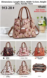 Detail view of cherry print tote bag interior showing spacious capacity and structure