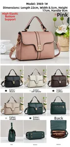 Vues détaillées de sacs bandoulière en cuir en six couleurs avec taille 22x8.5x17cm