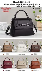 Detailed size guide and color options for the leather crossbody bag with horsebit detail
