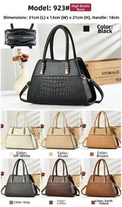 Detail view of crocodile pattern tote bag with 31x13x21cm size dimensions and color options