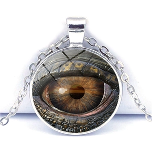 Collana Occhio Di Drago Malocchio Ciondolo Cabochon In Vetro Catena In Lega Di Zinco Gioielli Per Uomini Donne Stile Fantasy