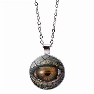 Collana a catena argento con ciondolo occhio del male in vetro marrone e verde