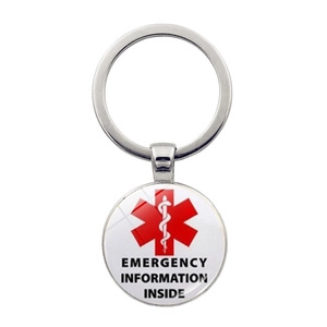 Porte-Clés Alerte Médicale Diabétique Alliage Zinc Verre Étoile De Vie Information D'Urgence Pendentif