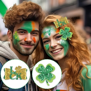 Nœud de chance et pinces à cheveux trèfle à paillettes pour la Saint-Patrick sur modèles