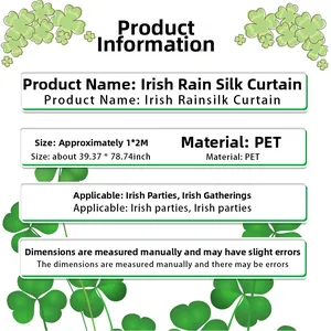 Spécifications du matériau PET pour rideau de pluie de fête irlandaise avec trèfles