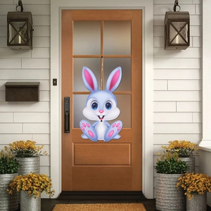 Cartoon blue bunny door hanger for Easter party decorations and DIY home wall hanging