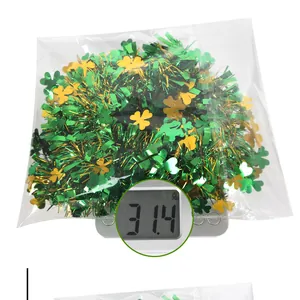 Guirnalda trébol San Patricio verde y oro, peso de 31,4g con empaque transparente