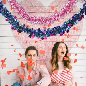 Guirlande de guirlandes roses de 2 mètres avec pendentifs en cœur pour décorations de fête