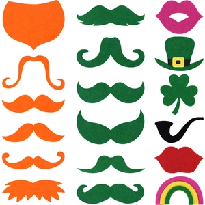 St. Patrick's Day Decorazioni Papillon e Baffi in Feltro Irlandese Trifoglio Oggetti di Scena Baffi Finti Autoadesivi per Cabina Fotografica