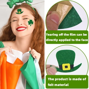 St. Patrick's Day green felt facial stickers and headband party decoration accessories set