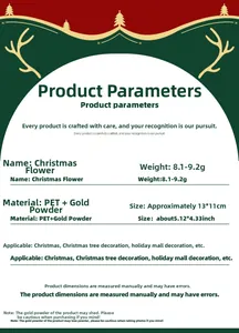 Detailed specs for glitter hollow Christmas flower, 13x11cm PET material for tree decor