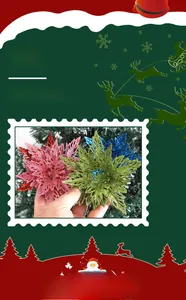 Glittering artificial Christmas flowers in multiple colors for festive tree decoration