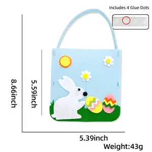 Oster-Filztasche zum Basteln mit Hasen-Motiv, Maße 14,2 cm x 13,7 cm für Kinder