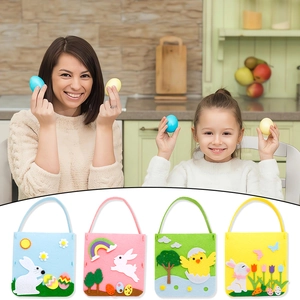 4er-Set bunte Oster-Filztaschen mit Cartoon-Hase und Küken-Motiven für Kinder