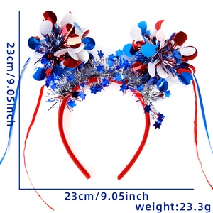 Maße für den rot weiß blauen USA Stirnband zum 4. Juli 23cm x 23cm mit Gewichtsangaben